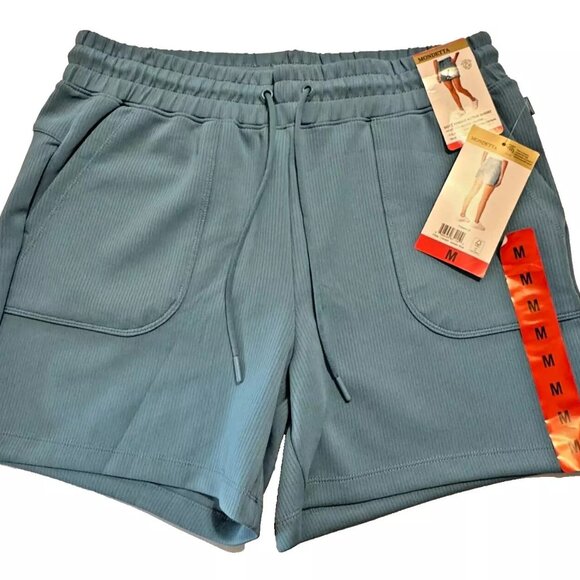 Mondetta Womens Midweight Blue Ribbed Scuba Short NWT - Picture 1 of 11